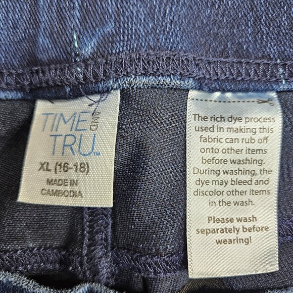Time And Tru Pants Womens XL Blue Pull On Jeggings Cropped Denim Stretch Capri - Picture 4 of 11